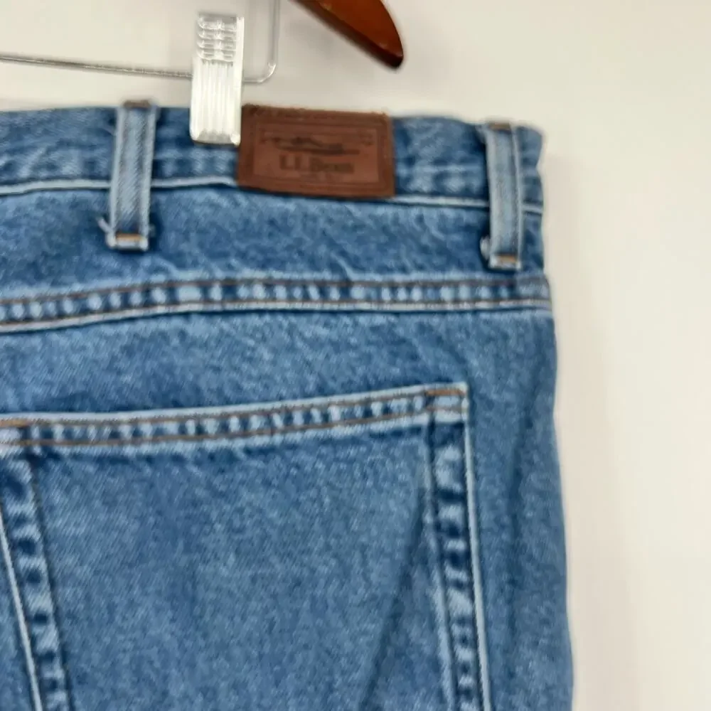 vtg 90s LL BEAN fleece lined denim jeans straight leg stonewash faded sz 44 x 34